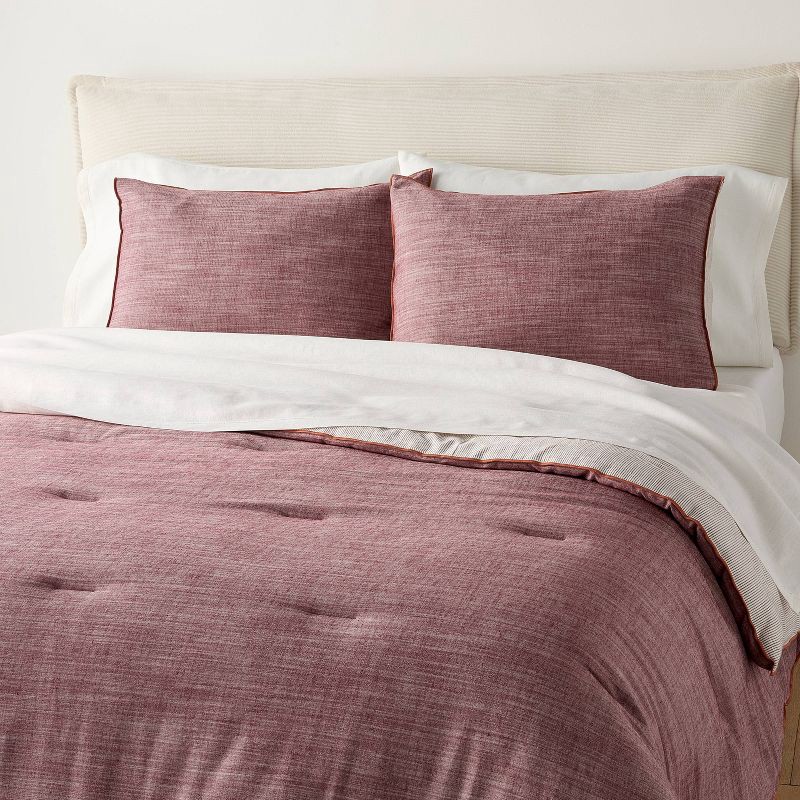 slide 1 of 7, Hearth & Hand with Magnolia 3pc King Reversible Duvet Cover Set Burgundy - Hearth & Hand™ with Magnolia, 3 ct