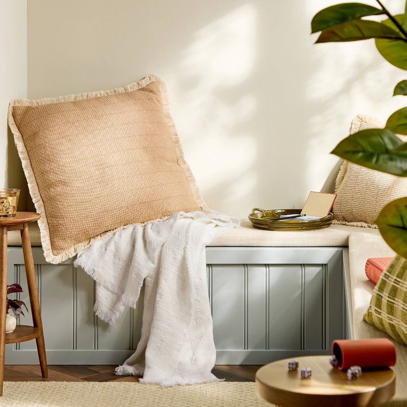 slide 2 of 3, Hearth & Hand with Magnolia Woven Grid Throw Blanket Sour Cream - Hearth & Hand™ with Magnolia, 1 ct