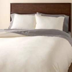Hearth & Hand with Magnolia 3pc Full/Queen Solid Duvet Cover Set Sour Cream - Hearth & Hand™ with Magnolia