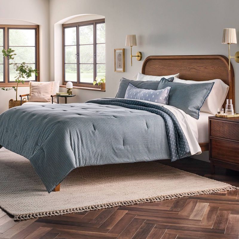 slide 2 of 5, Hearth & Hand with Magnolia 3pc King Block Pattern Comforter Set Blue - Hearth & Hand™ with Magnolia, 3 ct