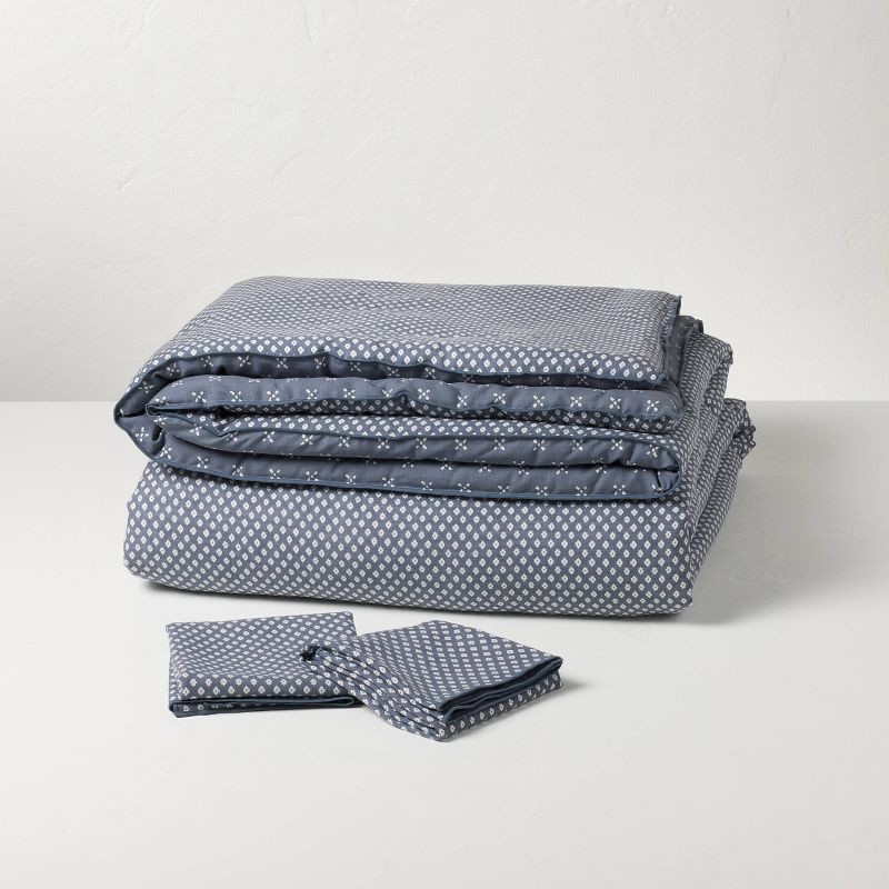 slide 3 of 5, Hearth & Hand with Magnolia 3pc King Block Pattern Comforter Set Blue - Hearth & Hand™ with Magnolia, 3 ct