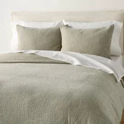 Hearth & Hand with Magnolia Full/Queen Gauze Stitch Pin Dot Duvet Cover Set Green - Hearth & Hand™ with Magnolia