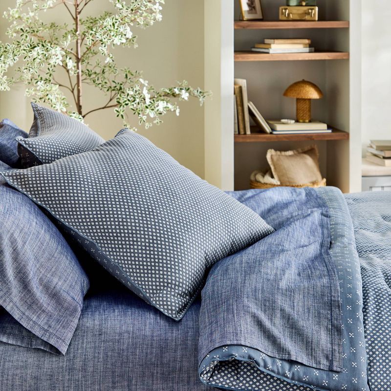 slide 2 of 5, Hearth & Hand with Magnolia 26"x26" Block Pattern Euro Square Throw Pillow Blue - Hearth & Hand™ with Magnolia, 1 ct