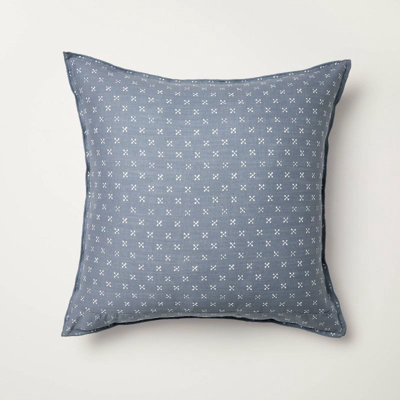 slide 3 of 5, Hearth & Hand with Magnolia 26"x26" Block Pattern Euro Square Throw Pillow Blue - Hearth & Hand™ with Magnolia, 1 ct