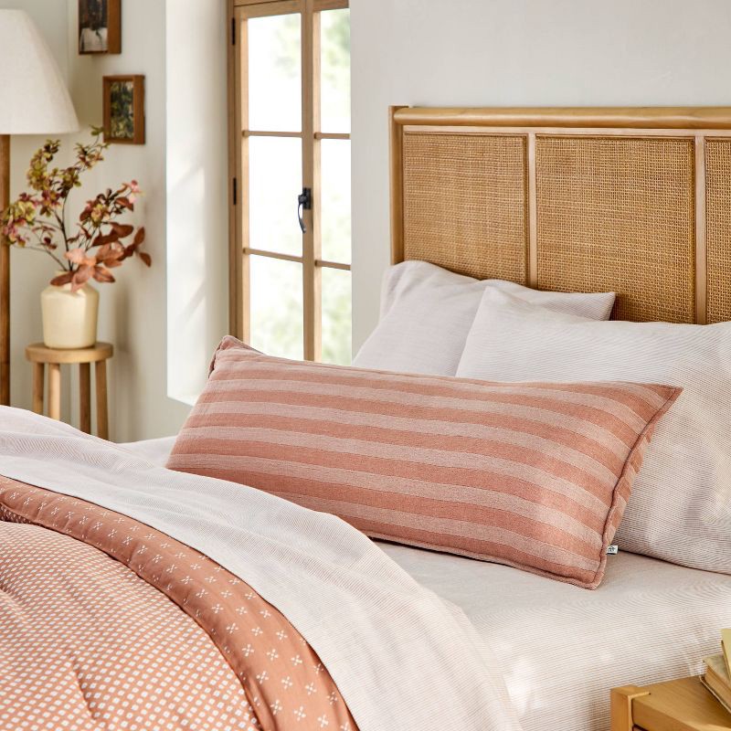 slide 2 of 5, Hearth & Hand with Magnolia 14"x36" Tonal Stripe Oblong Throw Pillow Rust - Hearth & Hand™ with Magnolia, 1 ct