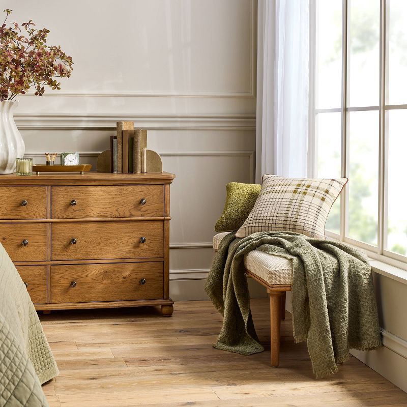 slide 2 of 3, Hearth & Hand with Magnolia Woven Grid Throw Blanket Green - Hearth & Hand™ with Magnolia, 1 ct