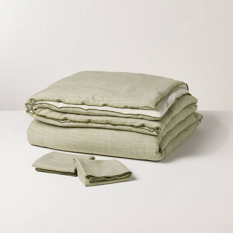 slide 4 of 6, Hearth & Hand with Magnolia 3pc King Reversible Comforter Set Green - Hearth & Hand™ with Magnolia, 3 ct