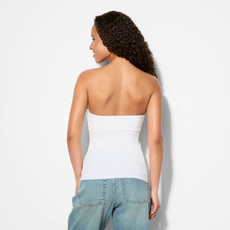 slide 4 of 4, Women's Asymmetrical Slim Fit Tube Top - Wild Fable™ White S, 1 ct