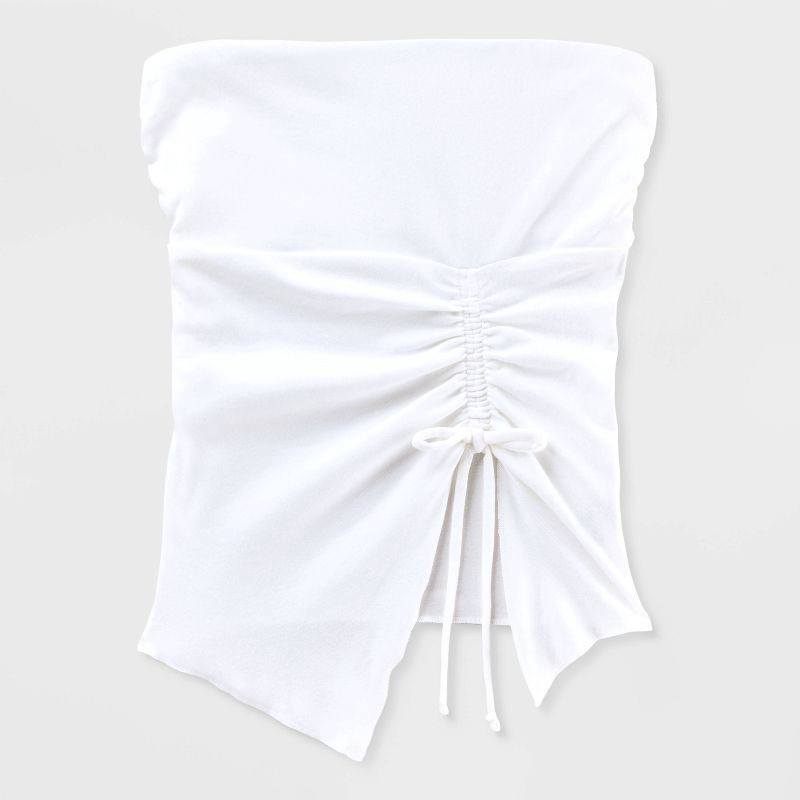 slide 2 of 4, Women's Asymmetrical Slim Fit Tube Top - Wild Fable™ White S, 1 ct