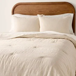 Hearth & Hand with Magnolia King Stitch Stripe Duvet Cover Tan - Hearth & Hand™ with Magnolia