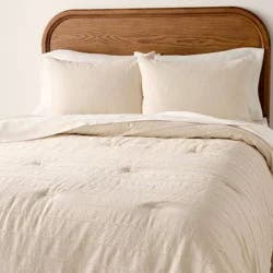 Hearth & Hand with Magnolia King Stitch Stripe Duvet Cover Tan - Hearth & Hand™ with Magnolia