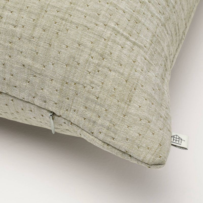 slide 5 of 5, Hearth & Hand with Magnolia 26"x26" Gauze Stitch Pin Dot Euro Throw Pillow Cover Green - Hearth & Hand™ with Magnolia, 1 ct