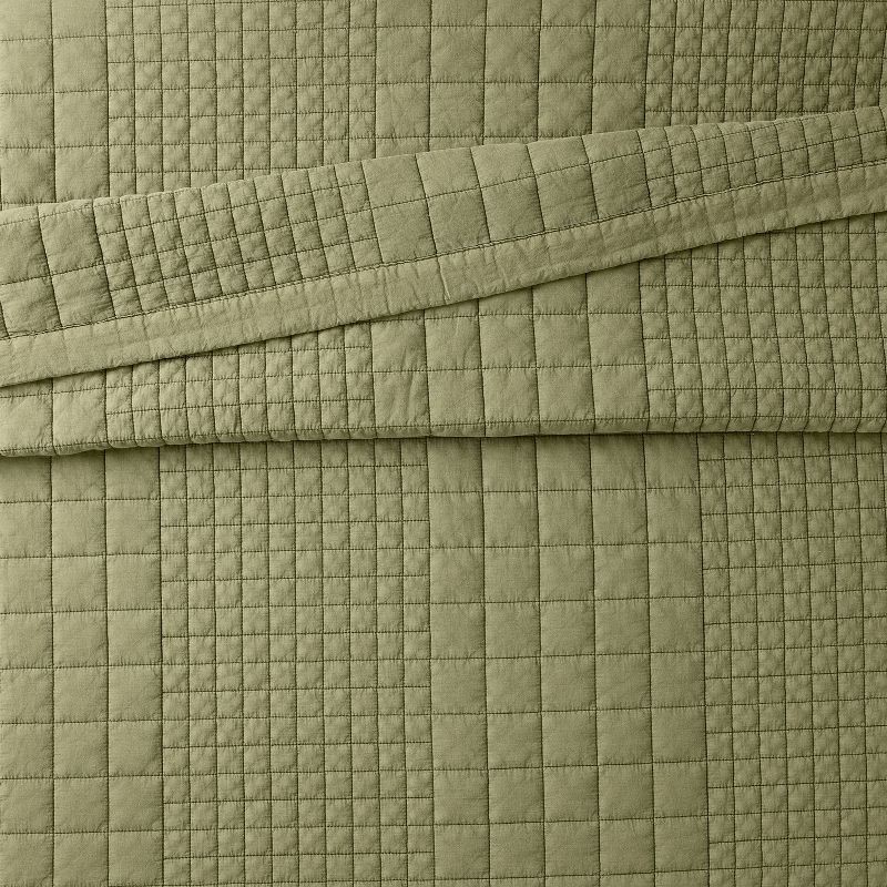 slide 4 of 4, Hearth & Hand with Magnolia King Grid Stitch Quilt Green - Hearth & Hand™ with Magnolia, 1 ct