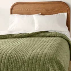 Hearth & Hand with Magnolia King Grid Stitch Quilt Green - Hearth & Hand™ with Magnolia