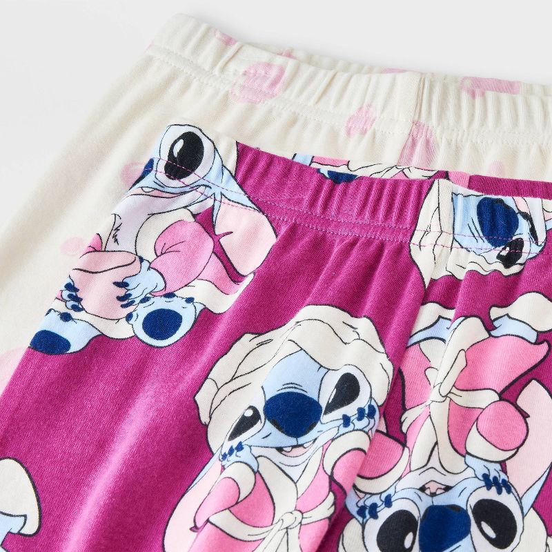 slide 4 of 4, Girls' 4pc Lilo & Stitch Long Sleeve Pajama Set - White 8, 4 ct