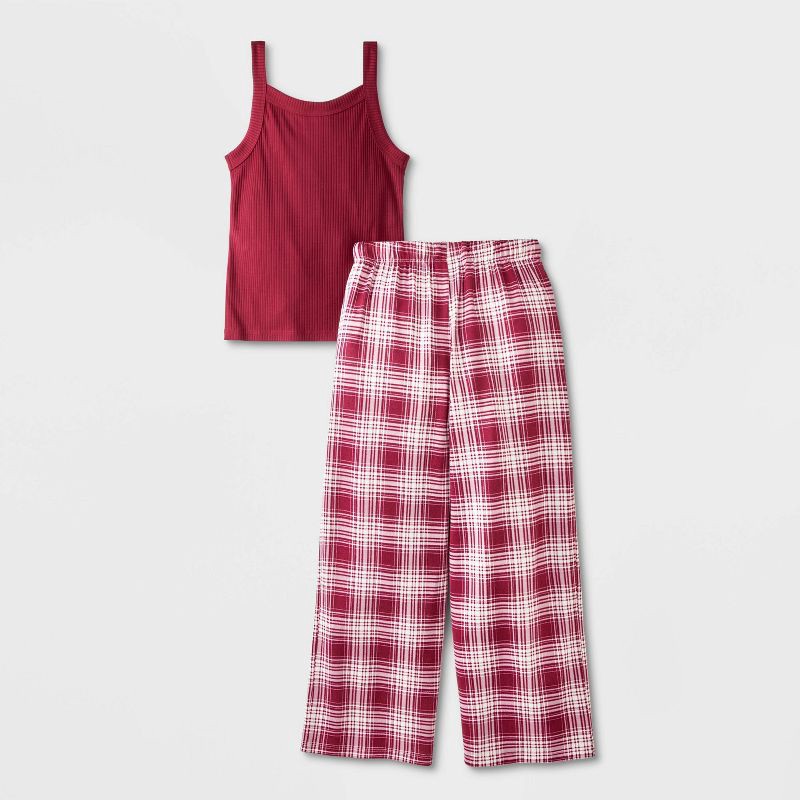 slide 3 of 5, Girls' Harvard Tank Top and Pants Pajama Set - Red S, 1 ct