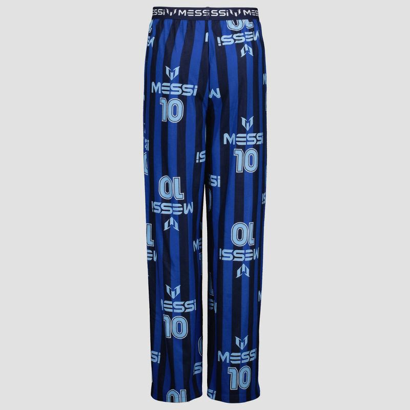 slide 2 of 2, Boys' Messi Pajama Pants - Blue S: Polyester Knit Pull-On Full Length Bottom Set, 1 ct