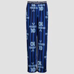 Boys' Messi Pajama Pants - Blue M: Polyester Knit Pull-On Pant Set, Fictitious Character Pattern, Machine Washable