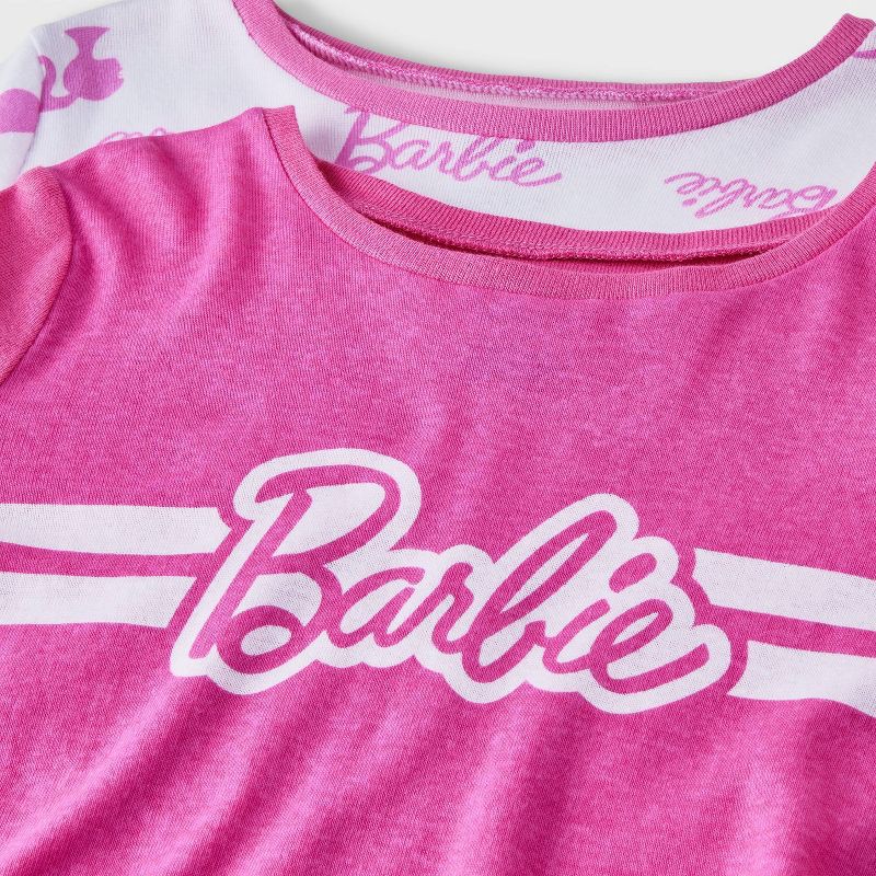 slide 3 of 4, Girls' 4pc Barbie Pajama Set - Pink 10, 4 ct