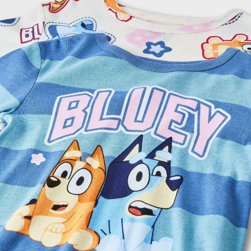 slide 3 of 4, Girls' 4pc Bluey Long Sleeve Pajama Set - Blue 6, 4 ct