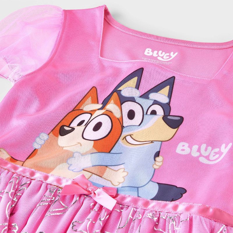 slide 3 of 4, Girls' Bluey Fantasy NightGown - Pink L, 1 ct