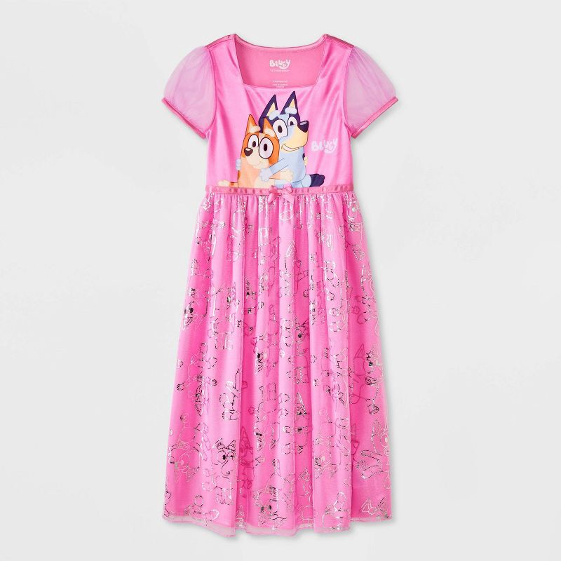 slide 1 of 4, Girls' Bluey Fantasy NightGown - Pink L, 1 ct