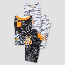 Boys' 4pc Bluey Long Sleeve Halloween Pajama Set - Orange/Black 10