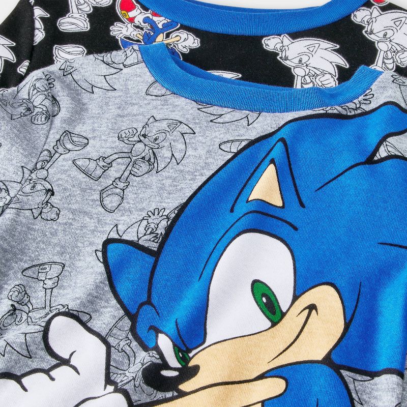 slide 3 of 4, Sonic the Hedgehog Boys' 4pc Sonic Long Sleeve Pajama Set - Black 8, 4 ct