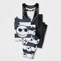 NBC Boys' 4pc Nightmare Before Christmas Long Sleeve Pajama Set - White/Black 4