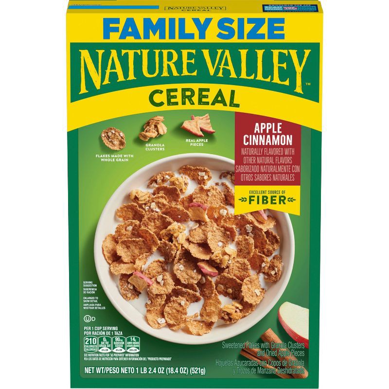 slide 2 of 8, Nature Valley Apple Cinnamon Family Size Breakfast Cereal - 18.4oz, 18.4 oz