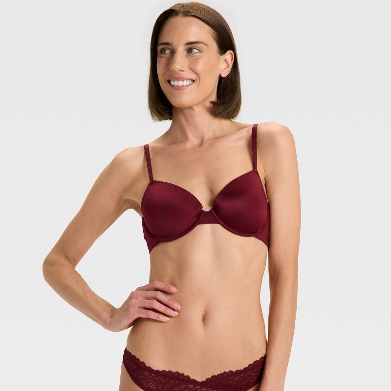 slide 3 of 5, Women's Demi T-Shirt Push-Up Bra - Auden™ Berry Red 32C, 1 ct