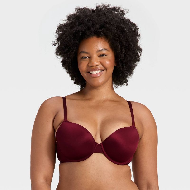slide 4 of 5, Women's Demi T-Shirt Push-Up Bra - Auden™ Berry Red 32C, 1 ct