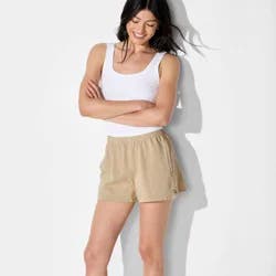 Women's Mid-Rise Dorm Pull-On Shorts - Wild Fable™ Tan S