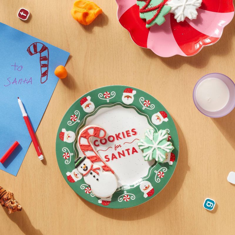 slide 2 of 3, 10" Melamine COOKIES for SANTA Novelty Dinner Plate Green - Pillowfort™, 1 ct