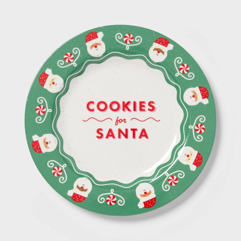 slide 1 of 3, 10" Melamine COOKIES for SANTA Novelty Dinner Plate Green - Pillowfort™, 1 ct