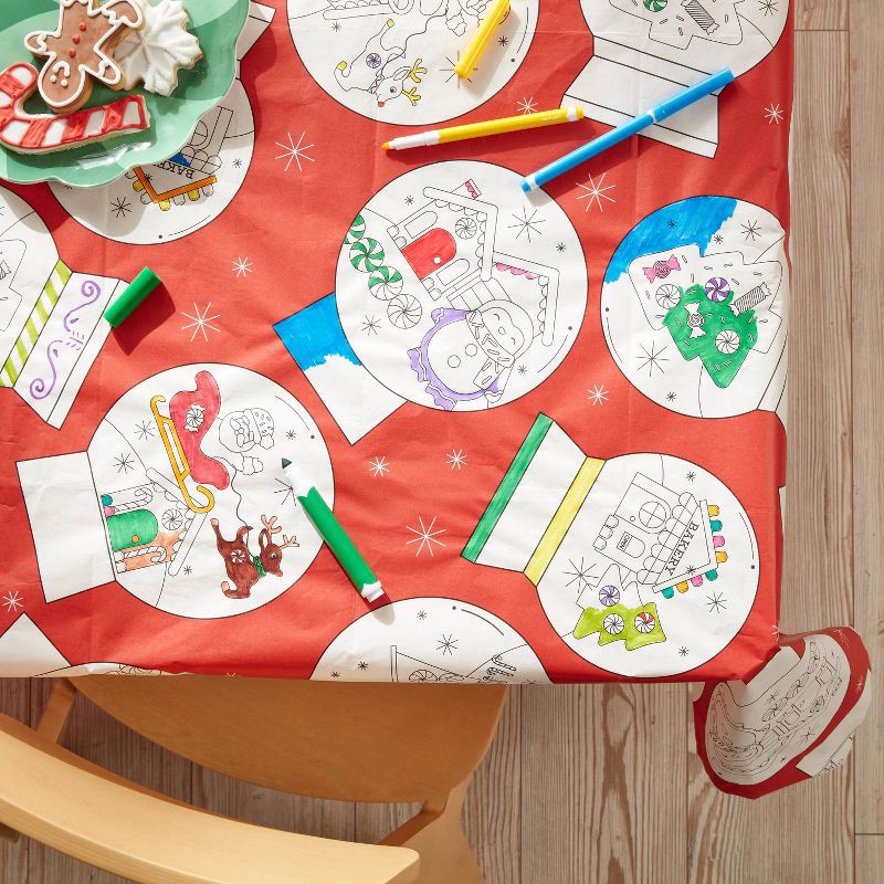 slide 2 of 3, Kids' Snowglobe Tablecloth Red/White - Pillowfort™, 1 ct