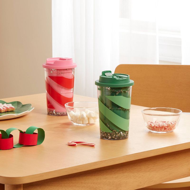 slide 2 of 3, Kids' 12 fl oz Snowglobe Tumbler Mint - Pillowfort™, 12 fl oz