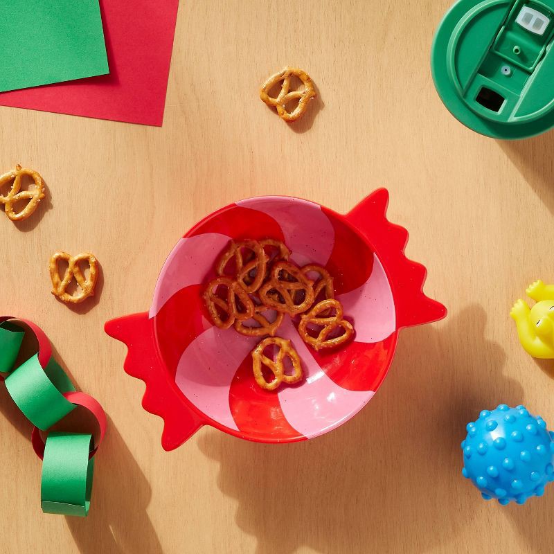 slide 2 of 3, Kids' 20oz Peppermint Swirl Snack Bowl Pink/Red - Pillowfort™, 20 oz