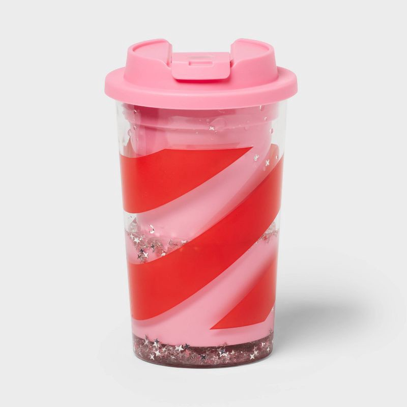 slide 1 of 3, Kids' 12 fl oz Snowglobe Tumbler Pink/Red - Pillowfort™, 12 fl oz