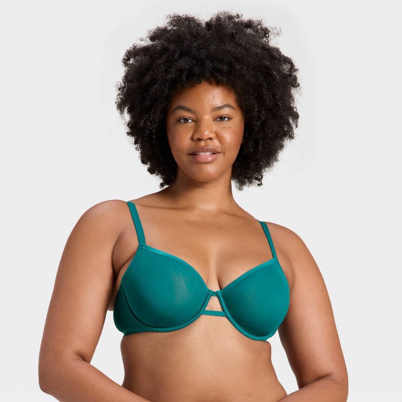 slide 5 of 5, Women's Mesh Unlined Demi Bra - Auden™ Teal Blue 38C, 1 ct