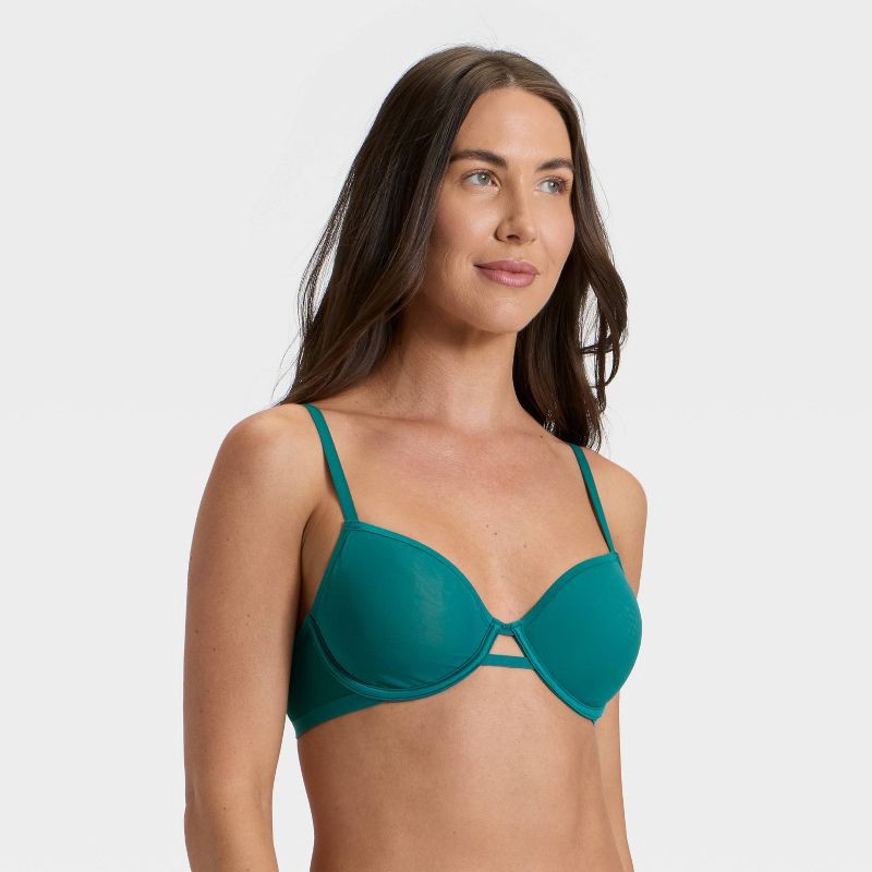 slide 1 of 5, Women's Mesh Unlined Demi Bra - Auden™ Teal Blue 38C, 1 ct