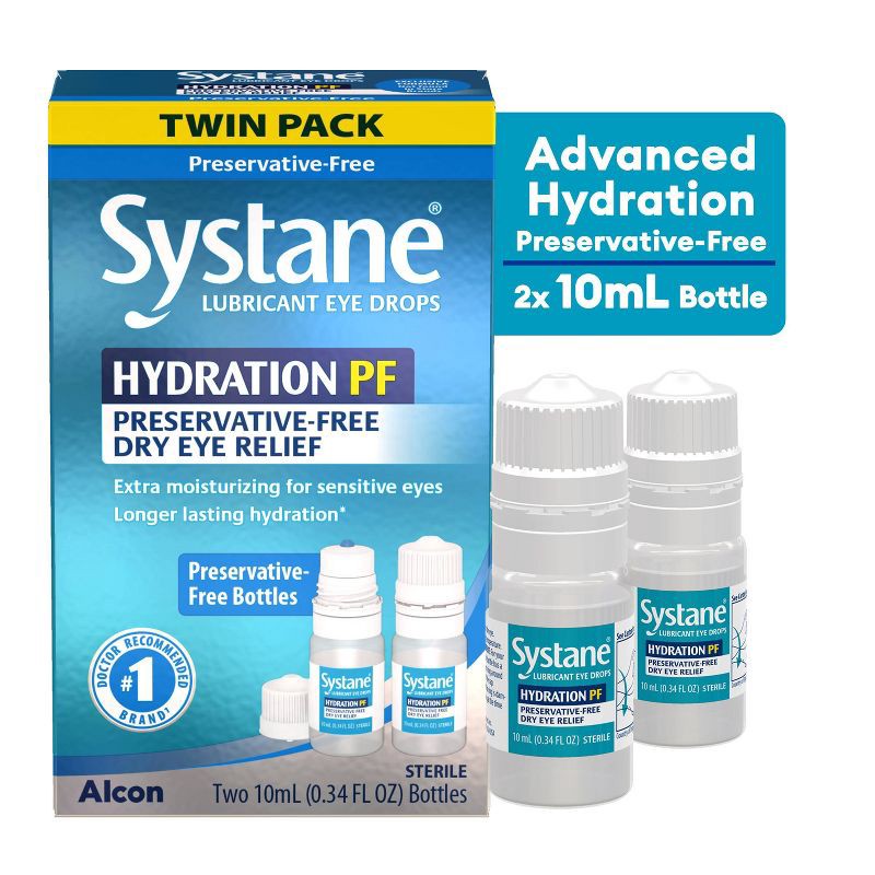 slide 2 of 8, Systane Hydration Multi-Dose Preservative Free Dry Eye Drops - 0.34oz/2pk, 0.34 oz, 2 ct