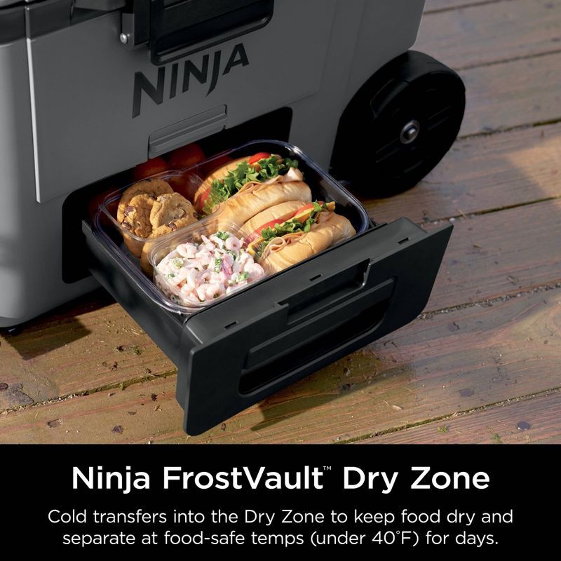 slide 6 of 11, Ninja Outdoor FrostVault 45qt Wheeled Cooler with Cold Dry Zone - Slate Gray: Rolling Coolers, 45 qt
