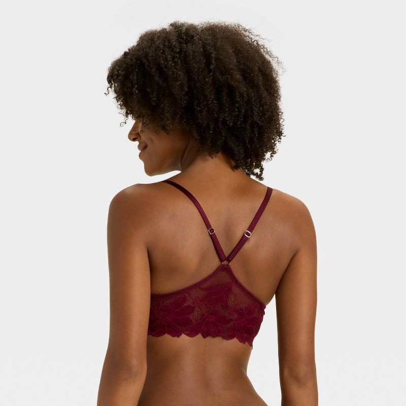 slide 2 of 5, Women's Lace Front-Close Push-Up Plunge Bra - Auden™ Berry Red 38C, 1 ct