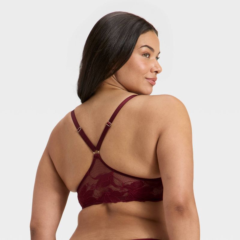 slide 5 of 5, Women's Lace Front-Close Push-Up Plunge Bra - Auden™ Berry Red 38C, 1 ct