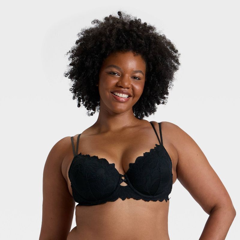 slide 4 of 5, Women's Lace Lightly Lined Demi Bra - Auden™ Black 34D, 1 ct