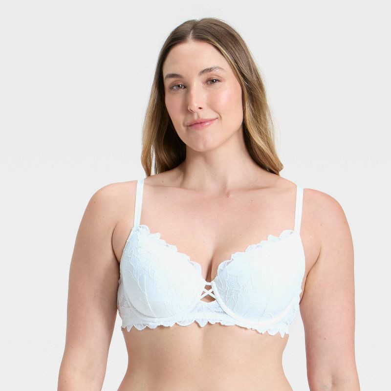 slide 4 of 5, Women's Lace Lightly Lined Demi Bra - Auden™ White 32A, 1 ct