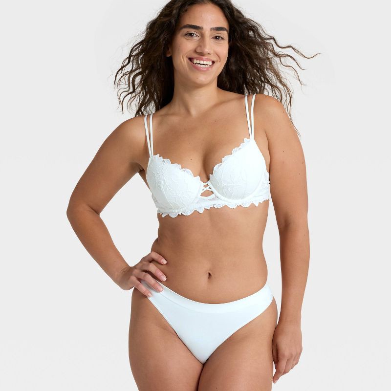 slide 3 of 5, Women's Lace Lightly Lined Demi Bra - Auden™ White 34DD, 1 ct