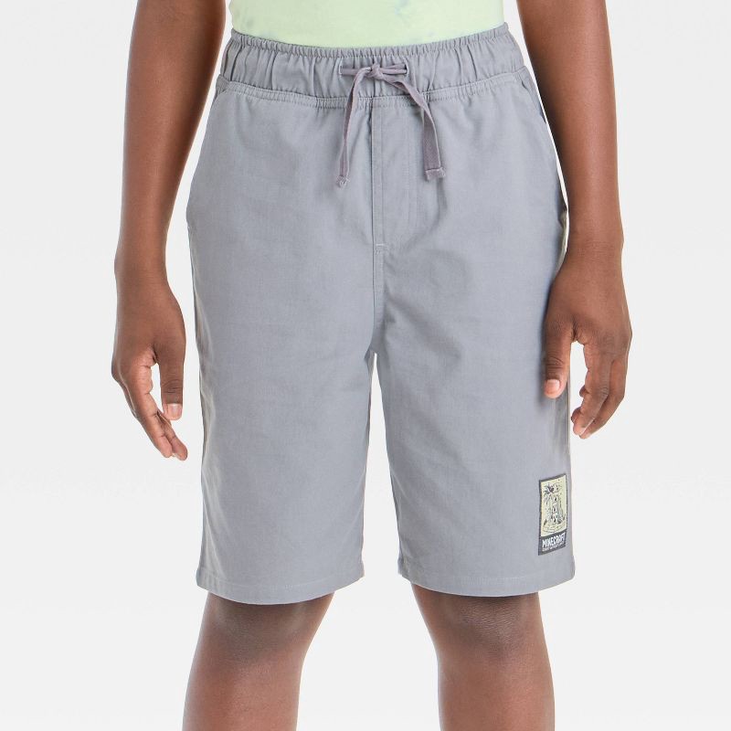slide 2 of 4, Boys' Minecraft Woven Shorts - Gray M, 1 ct