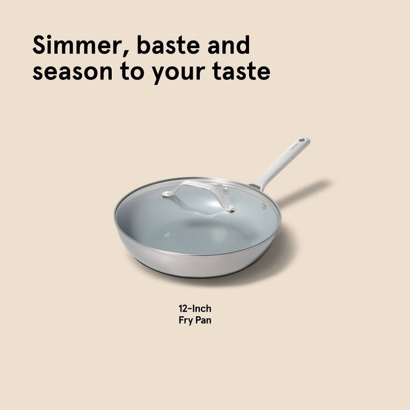 slide 7 of 7, 12" Nonstick Ceramic Coated Stainless Steel Frying Pan with Cover - Figmint™, 1 ct